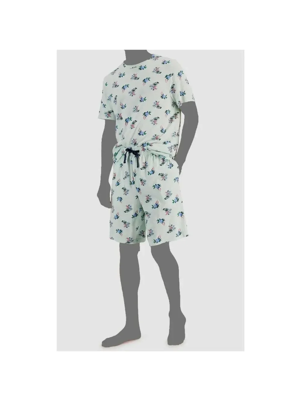 Club Room Men’s Floral Pajama Lounge Set Mint Green Shirt Shorts NWT Large